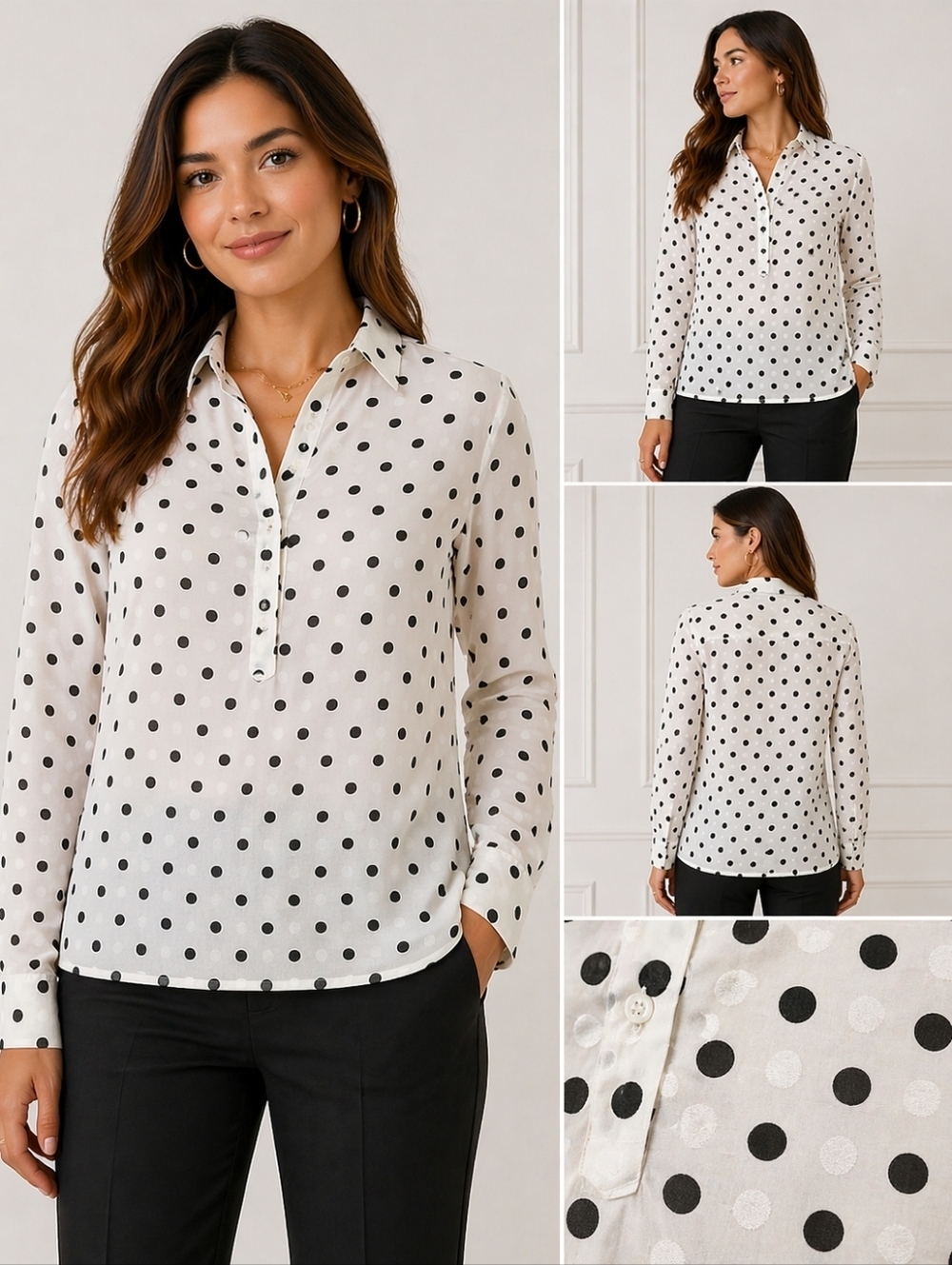 J Crew Jaquard Popover Button-Up Shirt Black White 100% Cotton Parisian - S
